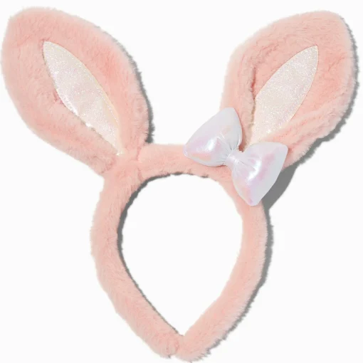 Pink Furry Bunny Ears Headband