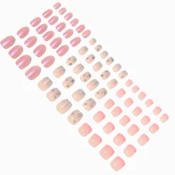 Pink Gem Mixed Press On Vegan Faux Nail Set - 3 Pack