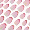 Pink Holographic Short Almond Vegan Faux Nail Set - 24 Pack