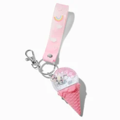 Pink Ice Cream Cone & Panda Water-Filled Wristlet Keychain
