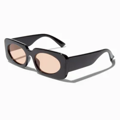 Pink Lens Black Rectangular Sunglasses