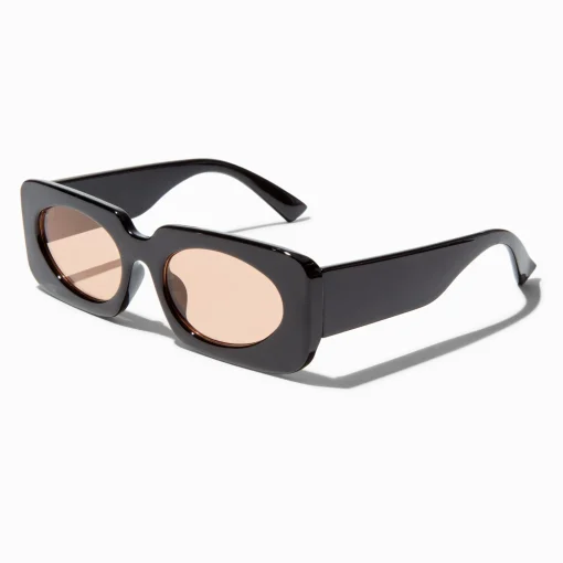 Pink Lens Black Rectangular Sunglasses