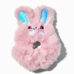 Pink Medium Faux Fur Bunny Hair Scrunchie