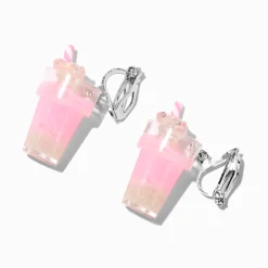 Pink Milkshake Glow In The Dark 1" Clip-On Drop Earrings