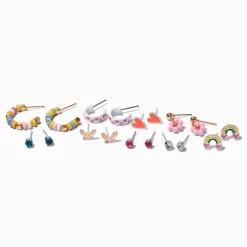 Pink Motif Beaded Earring Set - 9 Pack