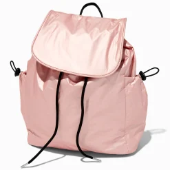 Pink Nylon Flap Backpack
