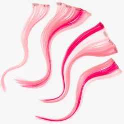 Pink Ombré Faux Hair Clip In Extensions - 4 Pack