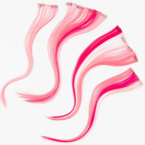 Pink Ombré Faux Hair Clip In Extensions - 4 Pack