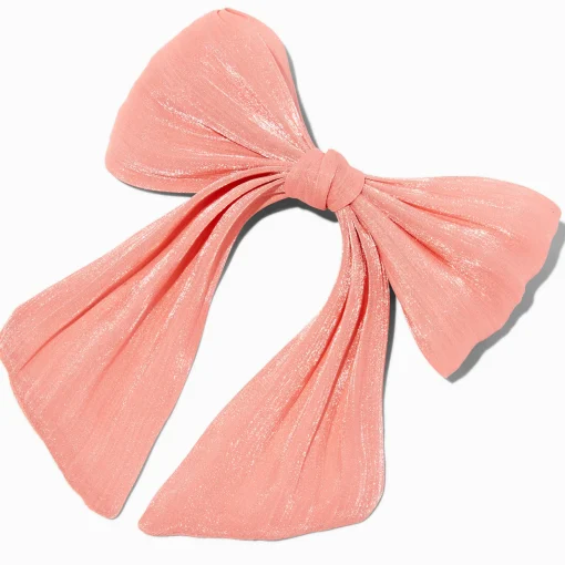 Pink Organza Hair Bow Clip