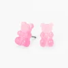 Pink 0.5" Gummy Bears® Glow In The Dark Stud Earrings