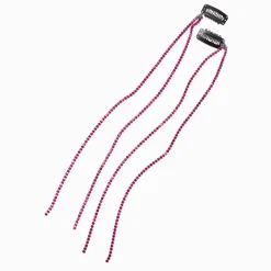 Pink Rhinestone Faux Hair Clip In Extensions - 2 Pack