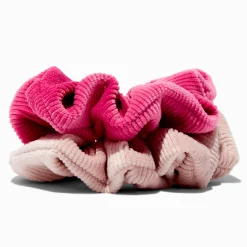 Pink Ribbed Hair Scrunchies - 2 Pack