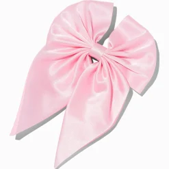 Pink Satin Hair Bow Clip