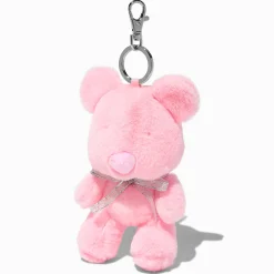 Pink Teddy Bear Plush Keychain