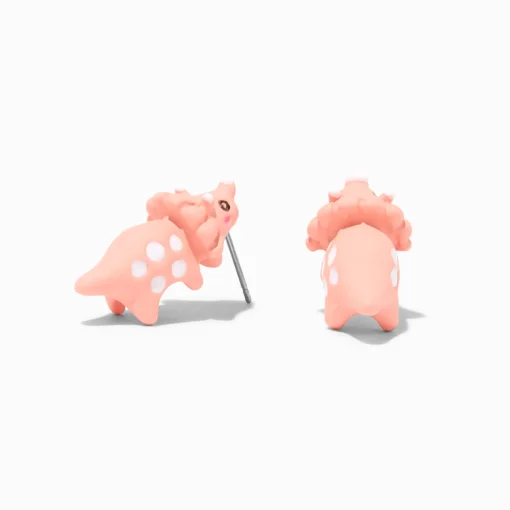 Pink Triceratops Bite Stud Earrings