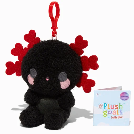 #Plush Goals by Cuddle Barn® Claire's Exclusive 3'' Black Axolotl Plush Bag Clip
