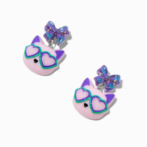Puffy Sunglasses Cat Drop Earrings