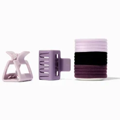 Purple Athletic Hair Claws & Hair Ties - 14 Pack