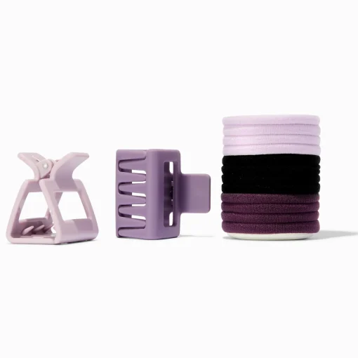 Purple Athletic Hair Claws & Hair Ties - 14 Pack