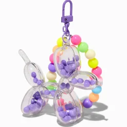 Purple Balloon Dog Shaker Wristlet Keychain