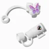 Purple Butterfly & White Cup Straw Covers - 2 Pack