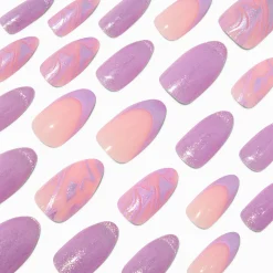 Purple Cat Eye Stiletto Vegan Faux Nail Set - 24 Pack
