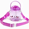Purple Cat Head Crossbody Water Bottle