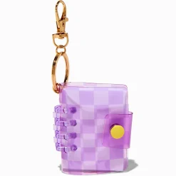 Purple Checkered Mini Diary Keychain