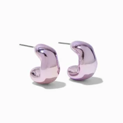 Purple Chunky Bean 1" Drop Earrings