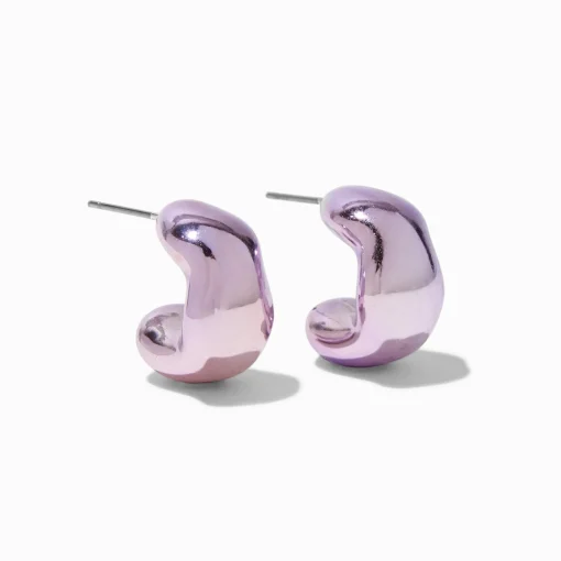 Purple Chunky Bean 1" Drop Earrings