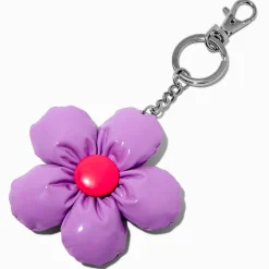 Purple Daisy Puffy Keychain