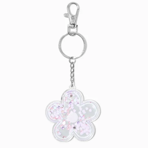 Purple Daisy Shaker Mirror Keychain