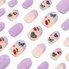 Purple French Tip Icons Stiletto Press On Vegan Faux Nail Set - 24 Pack