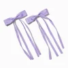 Purple Grosgrain Ribbon Long Tail Hair Bow Clips - 2 Pack