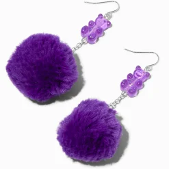 Purple Gummy Bears® Pom Pom 3'' Drop Earrings
