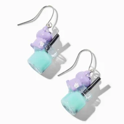 Purple Hamster Teal Boba Tea Drop Earrings