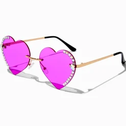 Purple Heart Rhinestone Sunglasses