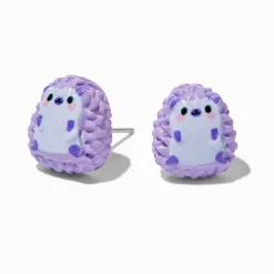 Purple Hedgehog Stud Earrings