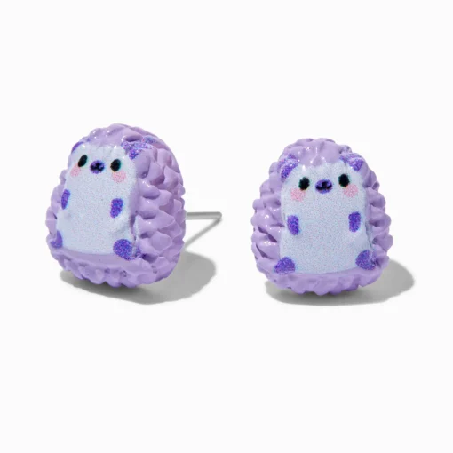 Purple Hedgehog Stud Earrings