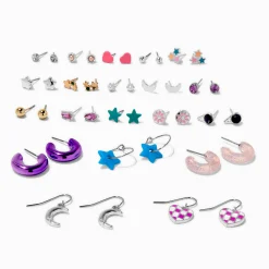 Purple Hoops Earring Stackables Set - 20 Pack