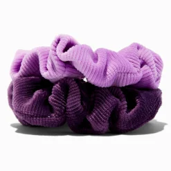 Purple Ribbed Hair Scrunchies - 2 Pack