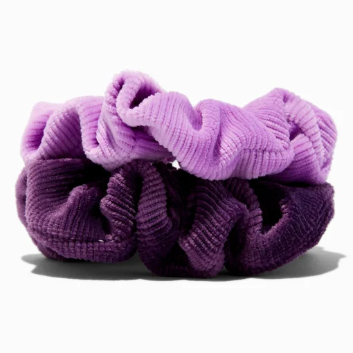 Purple Ribbed Hair Scrunchies - 2 Pack