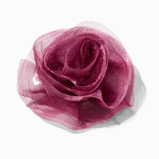 Purple Rosette Flower Hair Clip