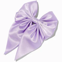 Purple Satin Hair Bow Clip