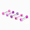 Purple Swirl Glitter 14G Barbell Tongue Rings - 5 Pack