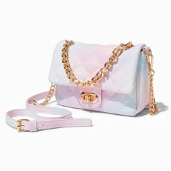 Quilted Pastel Ombré Dual Strap Crossbody Bag