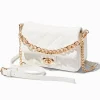 Quilted White Dual Strap Crossbody Bag