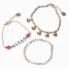 "Aloha" Gold-tone Shell Beaded Bracelet Set - 3 Pack