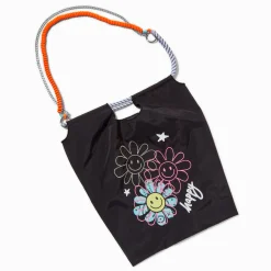 "Happy" Daisy Black Festival Tote Bag