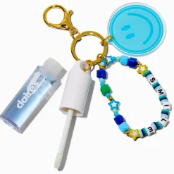 "Smile" Happy Face Charm Lip Gloss Wristlet Keychain